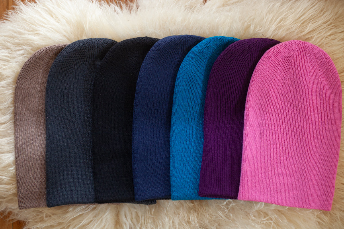 double knit merino wool beanies